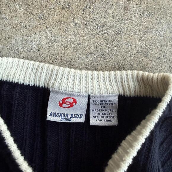 Y2K Vintage Anchor Blue Striped Crewneck - Picture 2 of 5